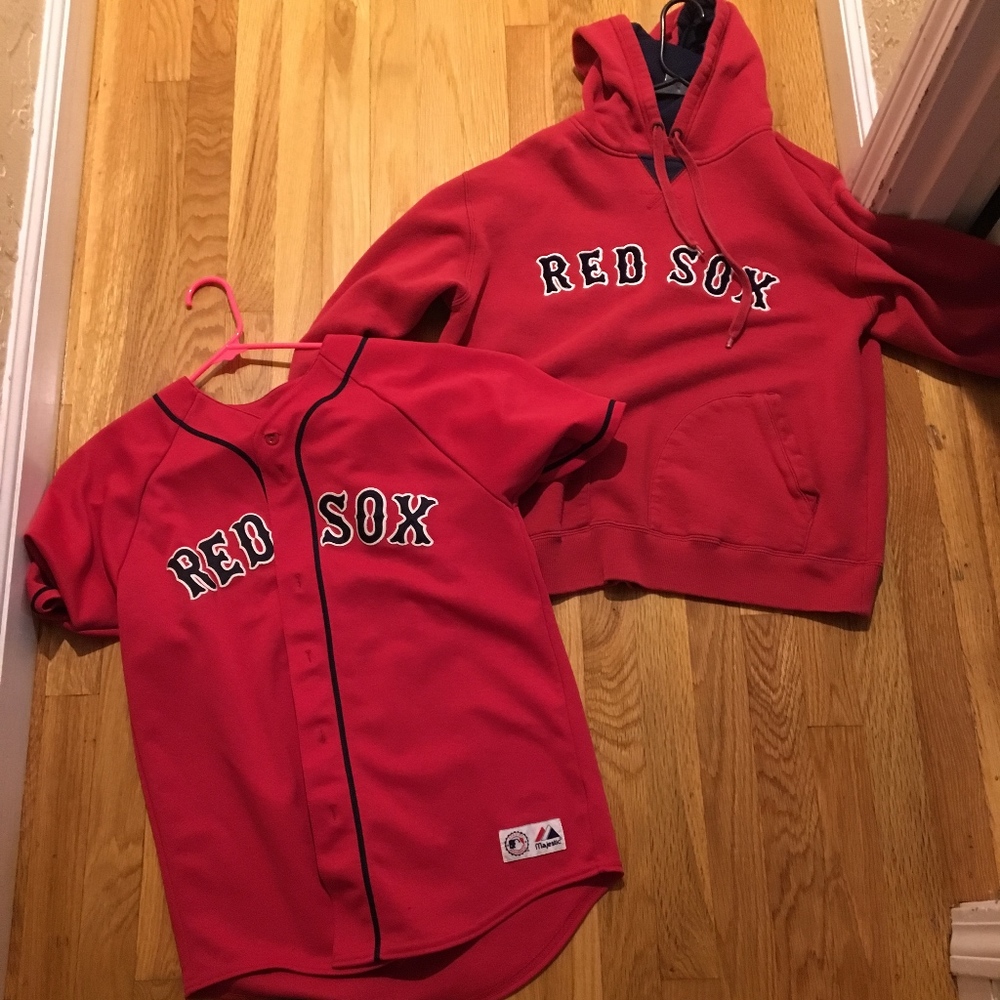 Red Sox hoodie and jersey